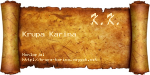 Krupa Karina névjegykártya